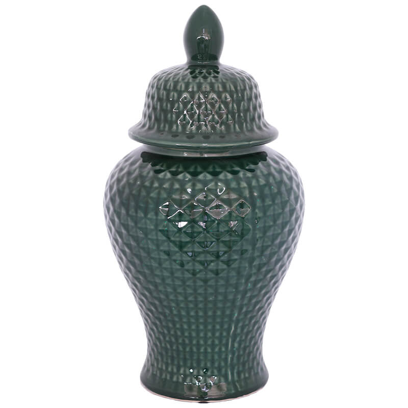 Lush Dark Green Ginger Jar