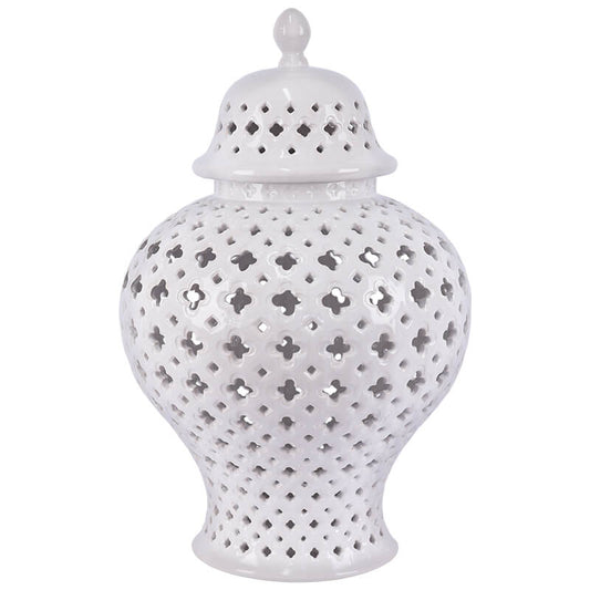 White Pierced Ginger Jar