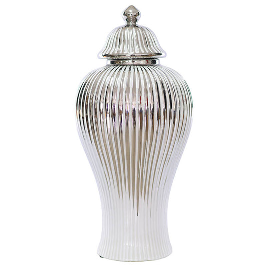 Silver & White Ginger Jar