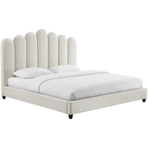 Nonhle Modern Velvet Channel Tufted Bed