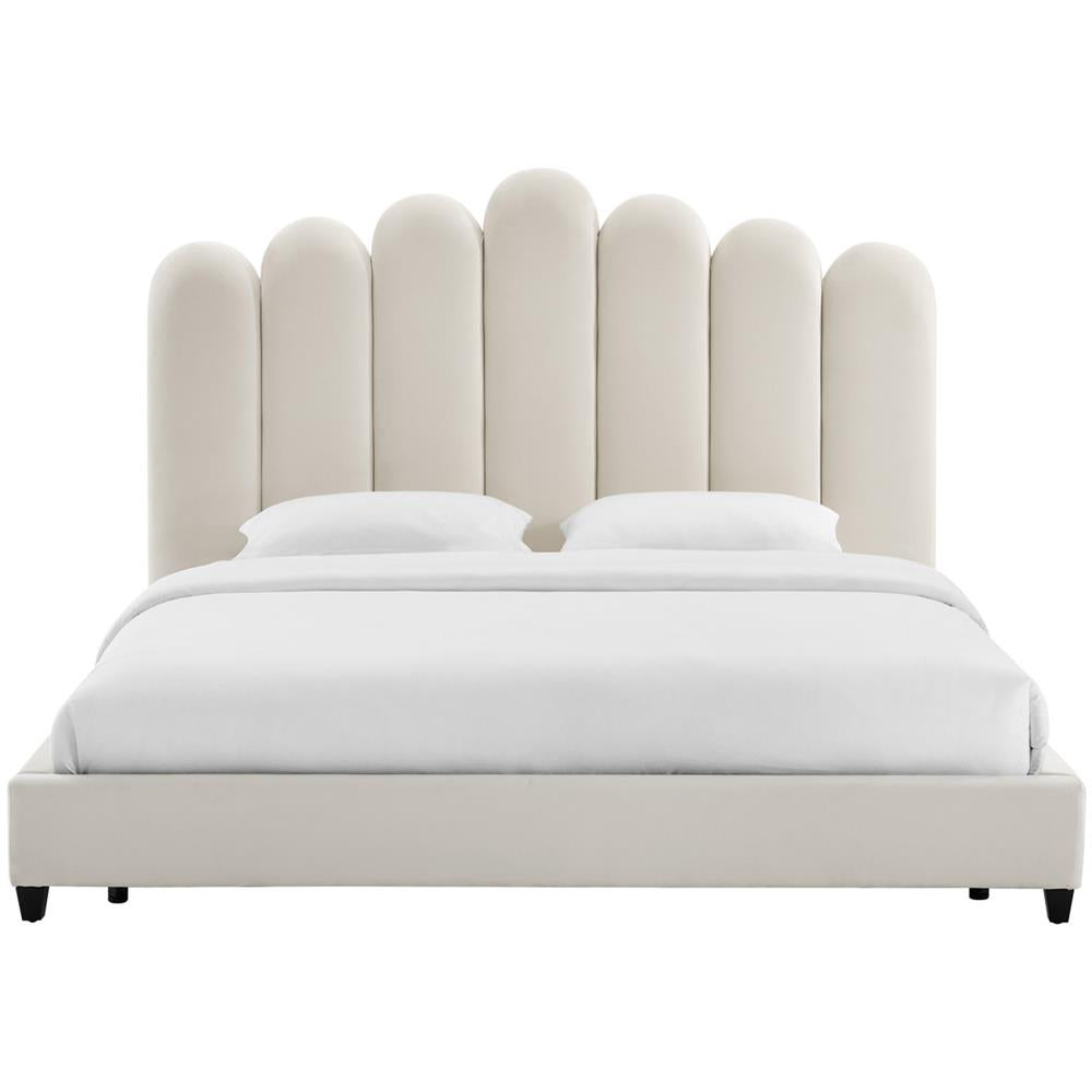 Nonhle Modern Velvet Channel Tufted Bed