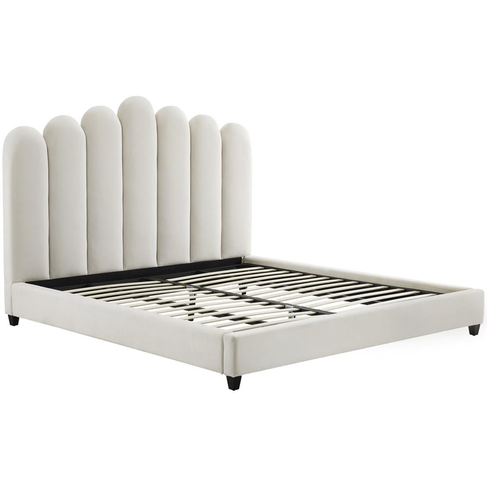 Nonhle Modern Velvet Channel Tufted Bed